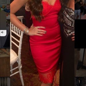Red midi dress lace beads size xs/small